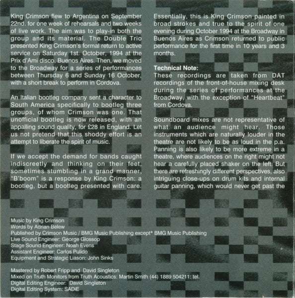 B'Boom Official Bootleg- Live In Argentina '94 - King Crimson