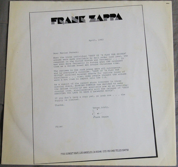 Ship Arriving Too Late To Save A Drowning Witch - Zappa, Frank