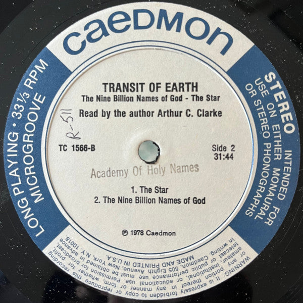 Transit Of Earth And The Nine Billion Names Of God - Clarke ,C. Arthur