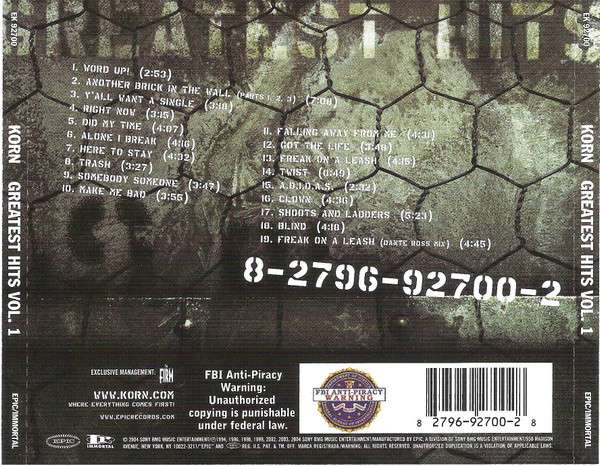 Greatest Hits, Vol. 1 - Korn [2 CD]