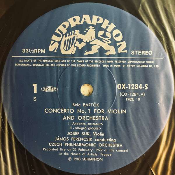 Czech Philharmonic Orchestra : Violin Concerto No1 - Bartok, Bela & Berg, Alban