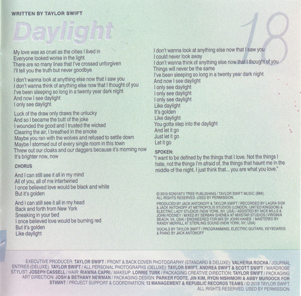 Lover Deluxe Album Version 1 - Swift, Taylor