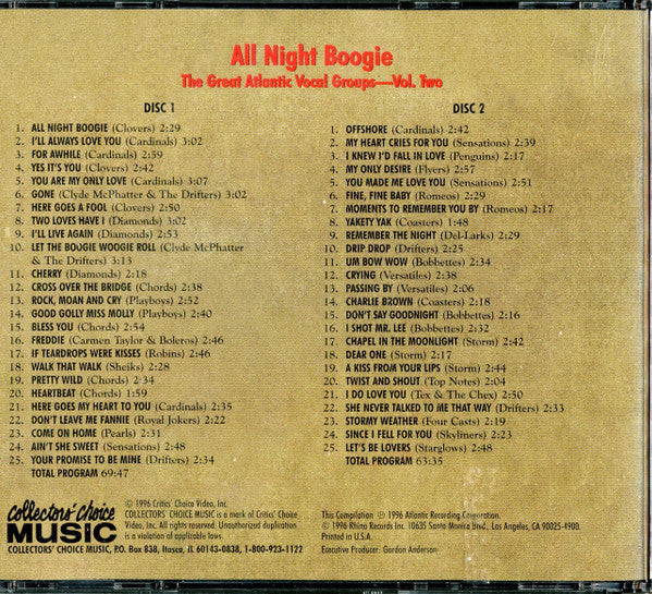 All Night Boogie The Great Atlantic Vocal Groups - - Various