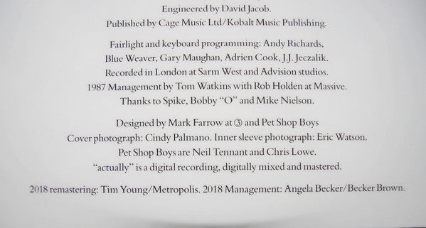 Actually - Pet Shop Boys