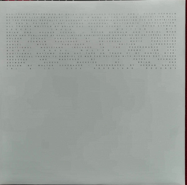 Sushi. Roti. Reibekuchen - Eno, Brian / Czukay, Holger / Schwalm, J.Peter