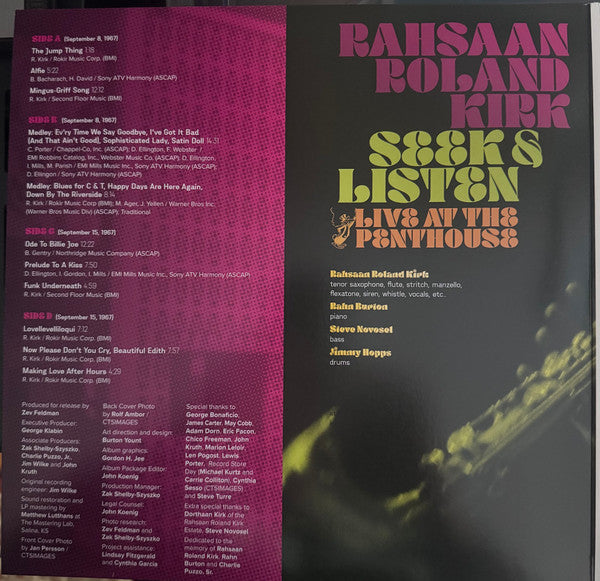 SEEK & LISTEN: LIVE AT THE PENTHOUSE - Kirk, Rahsaan Roland