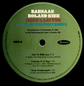 SEEK & LISTEN: LIVE AT THE PENTHOUSE - Kirk, Rahsaan Roland
