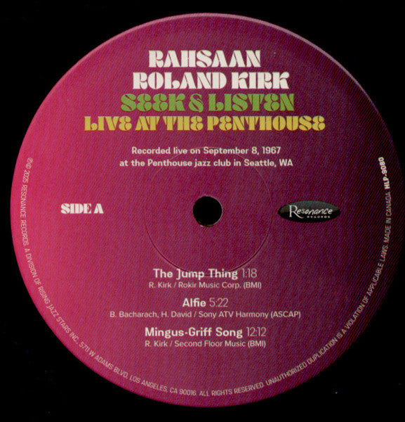 SEEK & LISTEN: LIVE AT THE PENTHOUSE - Kirk, Rahsaan Roland