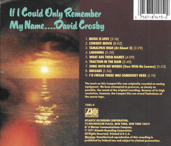 If I Could Only Remember My Name - Crosby, David