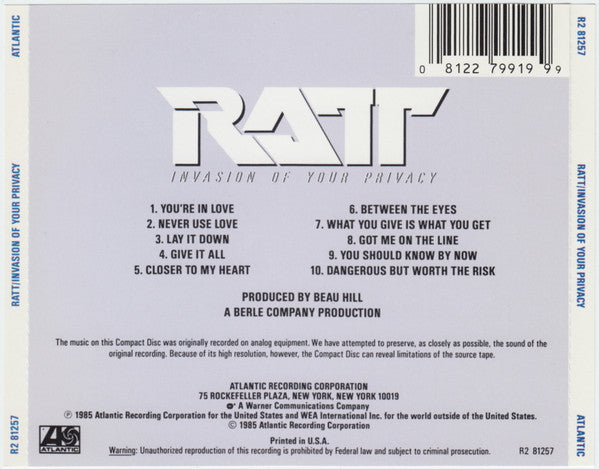 Invasion Of Privacy - Ratt