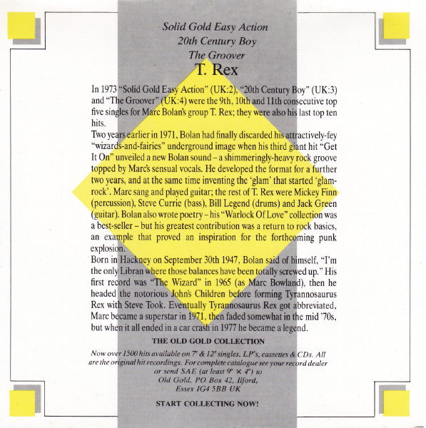 Solid Gold Easy Action/20th Century Boy/The Groove - T. Rex