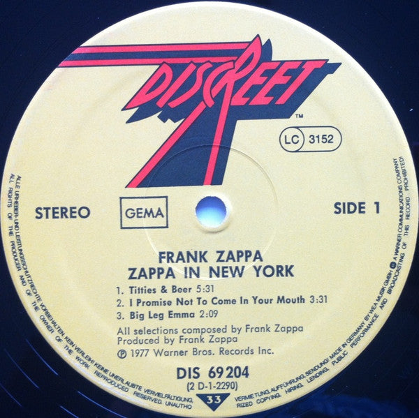 Zappa In New York - Zappa, Frank