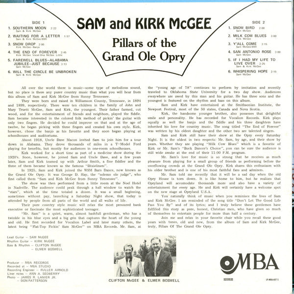 Pillars Of The Grand Ole Opry - McGee, Sam & Kirk