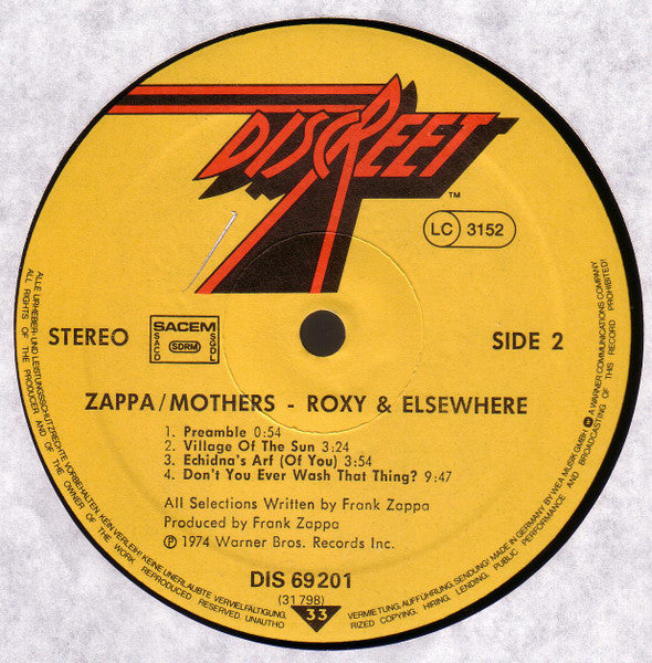 Roxy & Elsewhere - Frank Zappa