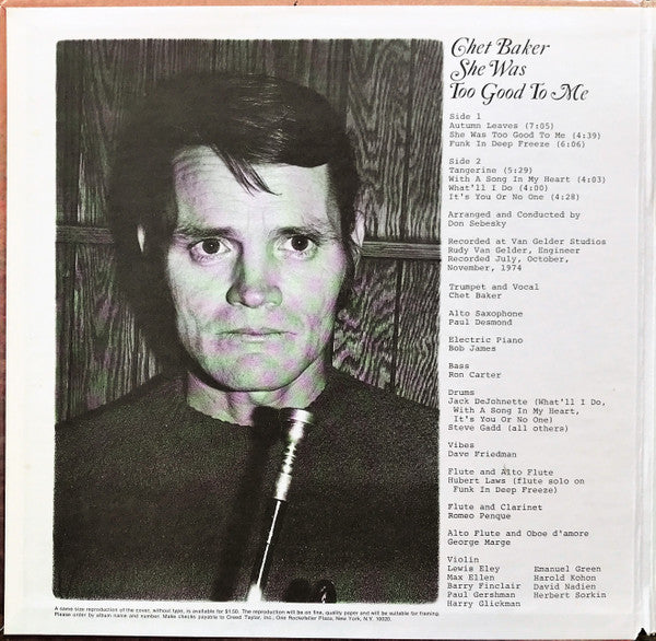 She Was Too Good To Me - Baker, Chet