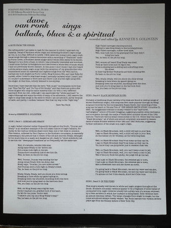 Ballads Blues & A Spiritual - Van Ronk, Dave