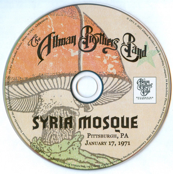 Syria Mosque: Pittsburgh, Pa January 17, 1971 - Allman Brothers Band