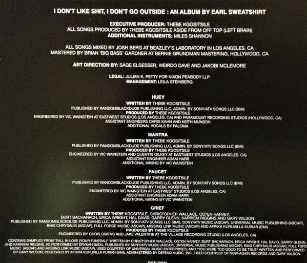 I Don'T Like Shit I Don'T Go Outside - Earl Sweatshirt