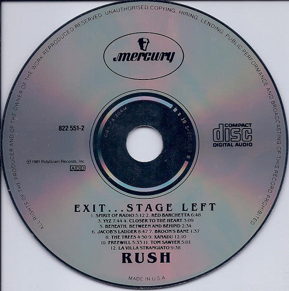 Exit...Stage Left - Rush