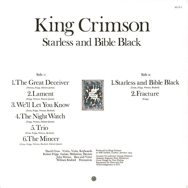 Starless and Bible Black - King Crimson [LP]