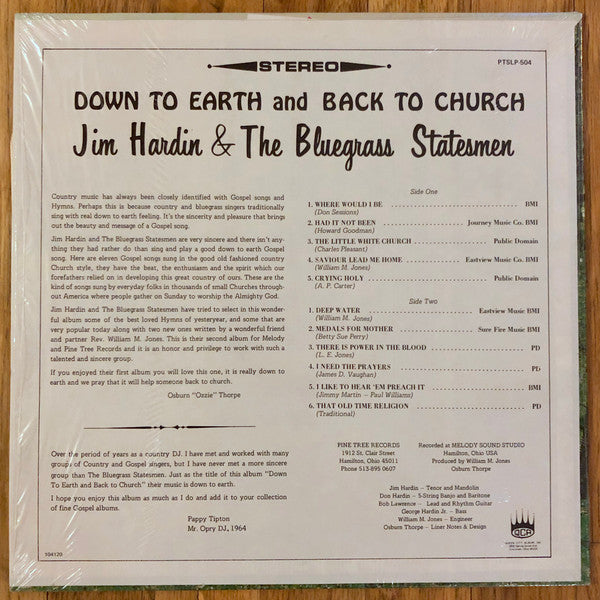 Down To Earth And Back To Church - Hardin, Jim