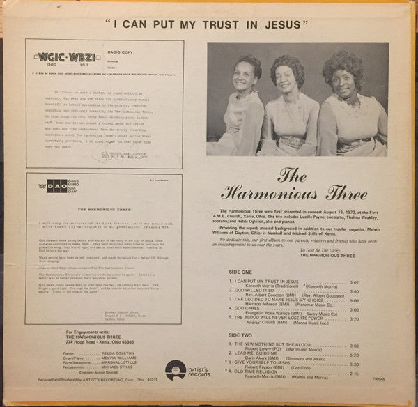 I Can Put My Trust In Jesus - The Harmonious Three
