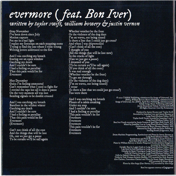 Evermore - Swift, Taylor