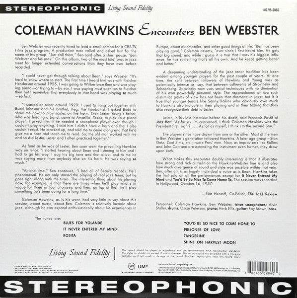 Coleman Hawkins Encounters Ben Webster - Hawkins, Coleman & Ben Webster