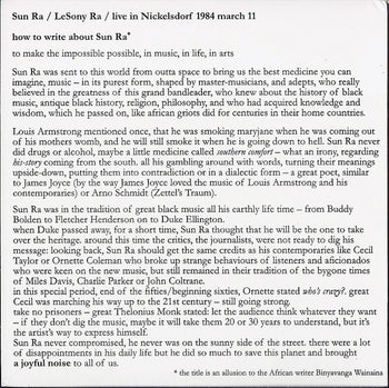 Live In Nickelsdorf 1984 - Sun Ra Arkestra, The