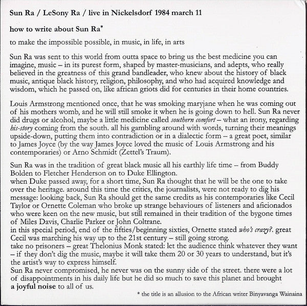 Live In Nickelsdorf 1984 - Sun Ra Arkestra, The