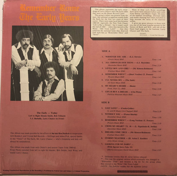 Remember Rome - The Early Years - Earls, The