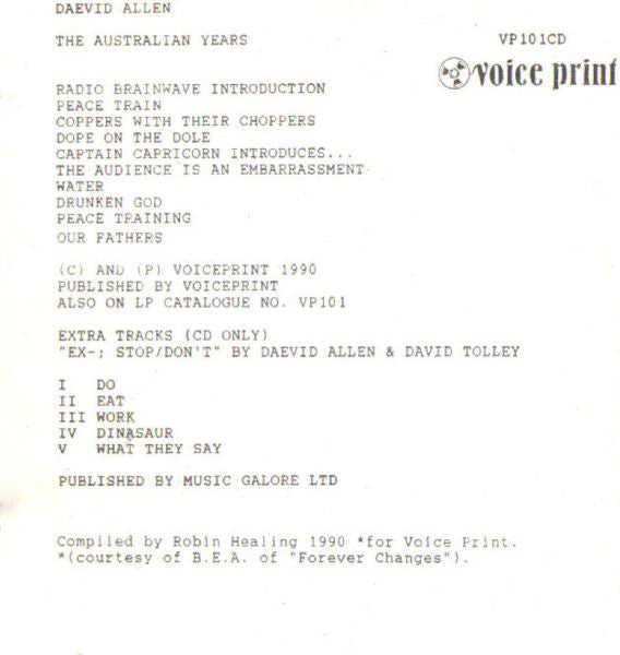 The Australian Years - Allen, Daevid