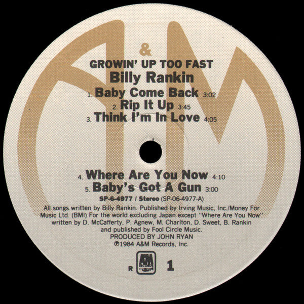 Growin' Up Too Fast - Rankin, Billy
