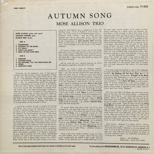 Autumn Song - Allison, Mose