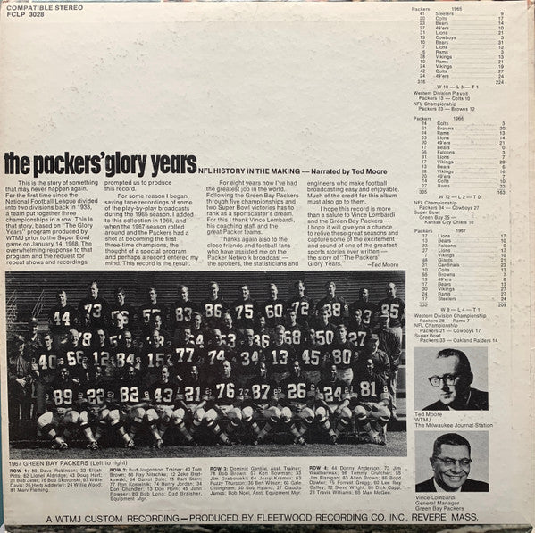 The Packers' Glory Years NFL History In The Making - Moore, Ted