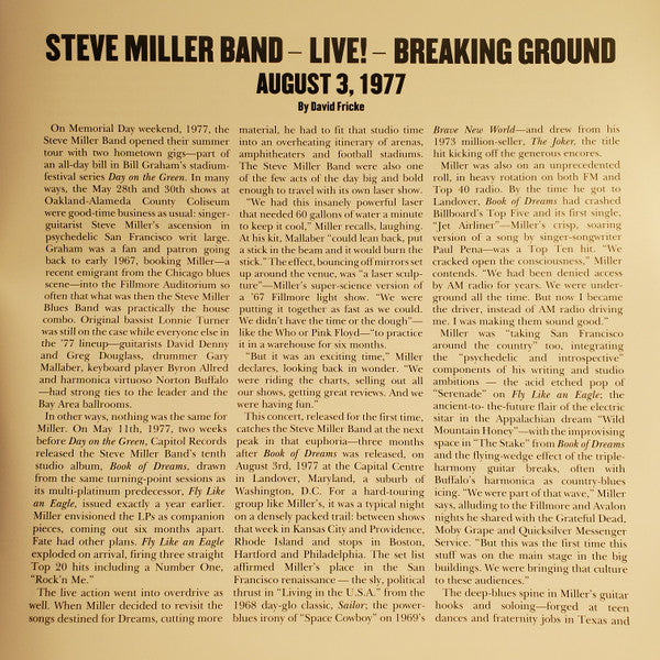 Live! Breaking Ground August 3, 1977 - Miller, Steve Band
