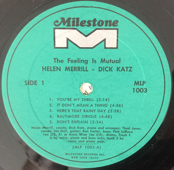 The Feeling Is Mutual - Merrill, Helen & Dick Katz