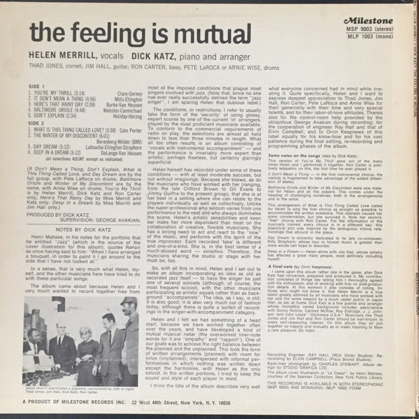 The Feeling Is Mutual - Merrill, Helen & Dick Katz