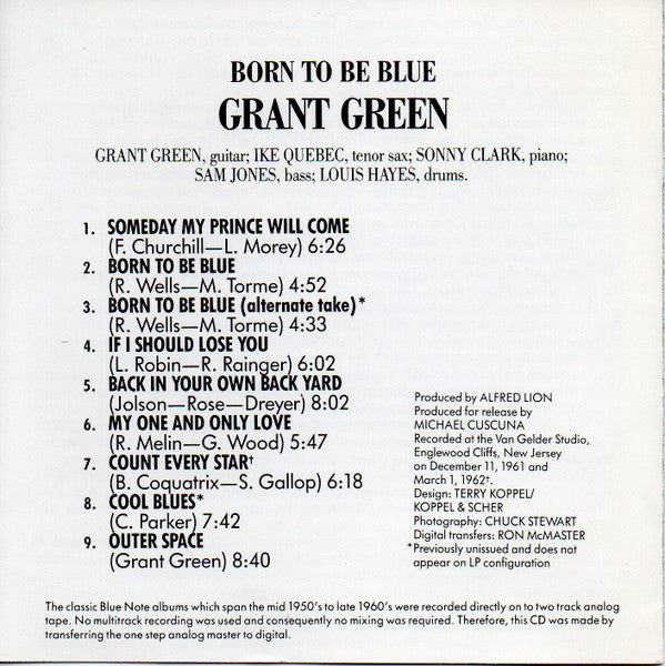 Born To Be Blue - Green, Grant