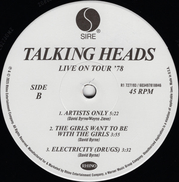 Live On Tour '78 - Talking Heads