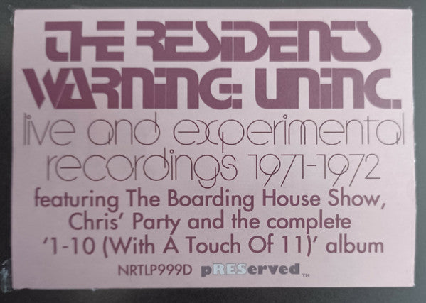 Warning: Uninc.: Live And Experimental Recordings - Residents
