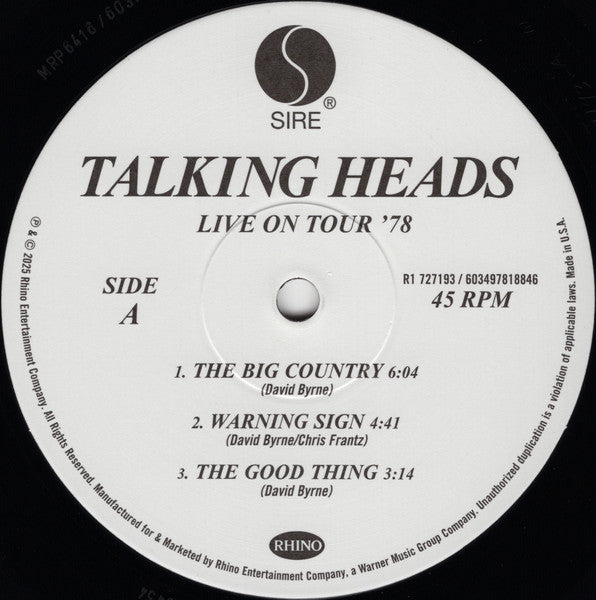 Live On Tour '78 - Talking Heads