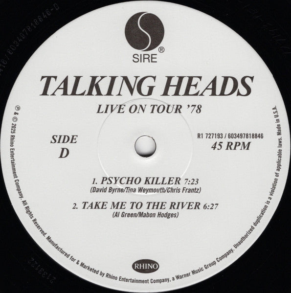 Live On Tour '78 - Talking Heads