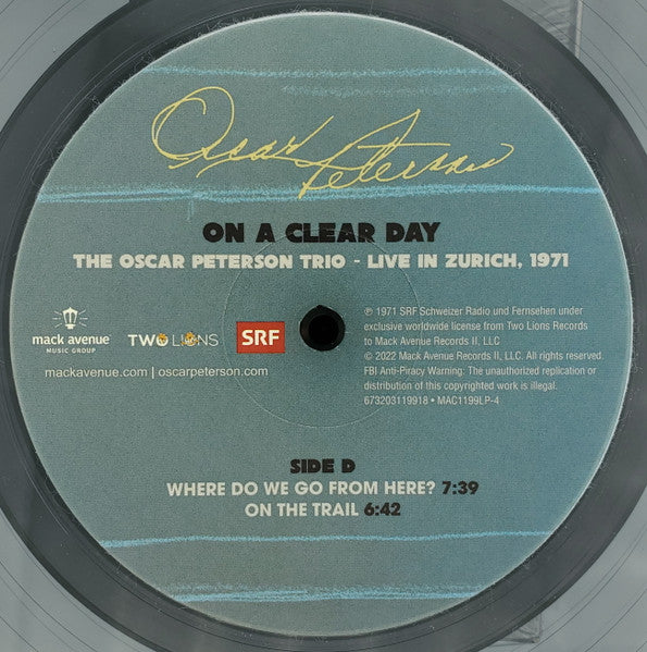 On A Clear Day: Live In Zurich, 1971 - Peterson, Oscar Trio