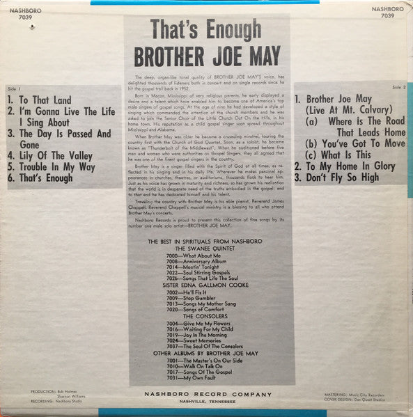 That’s Enough - May, Brother Joe