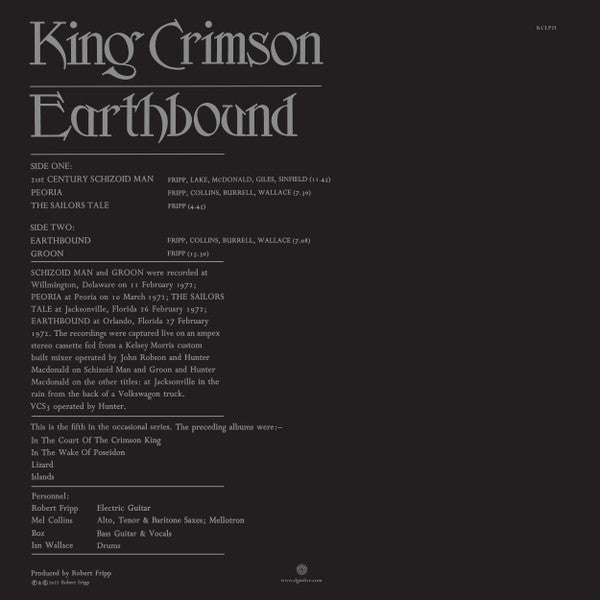Earthbound - 50th Anniversary Vinyl Edition - King Crimson [LP]