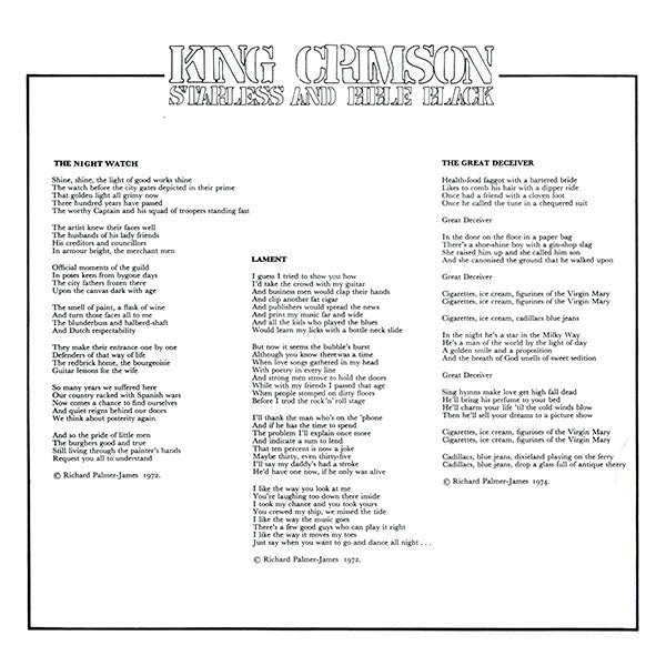 Starless and Bible Black - King Crimson [LP]