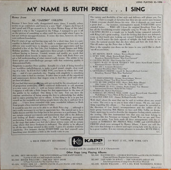 My Name Is Ruth Price . . . I Sing! - Price, Ruth