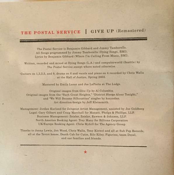 Give Up - Postal Service, The