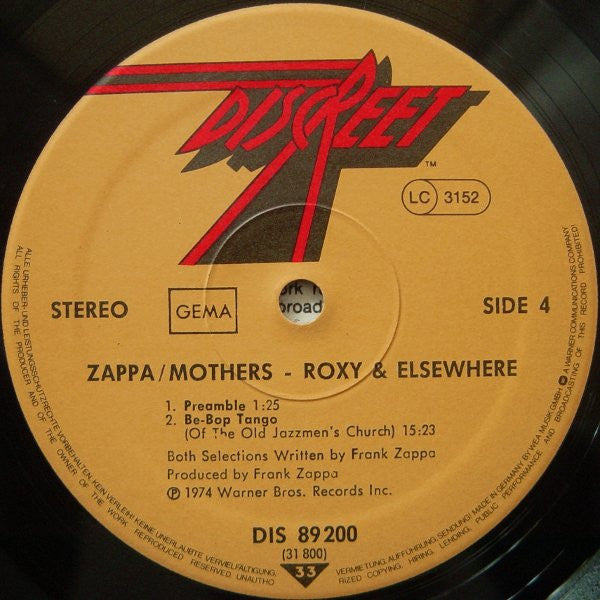 Roxy & Elsewhere - Frank Zappa